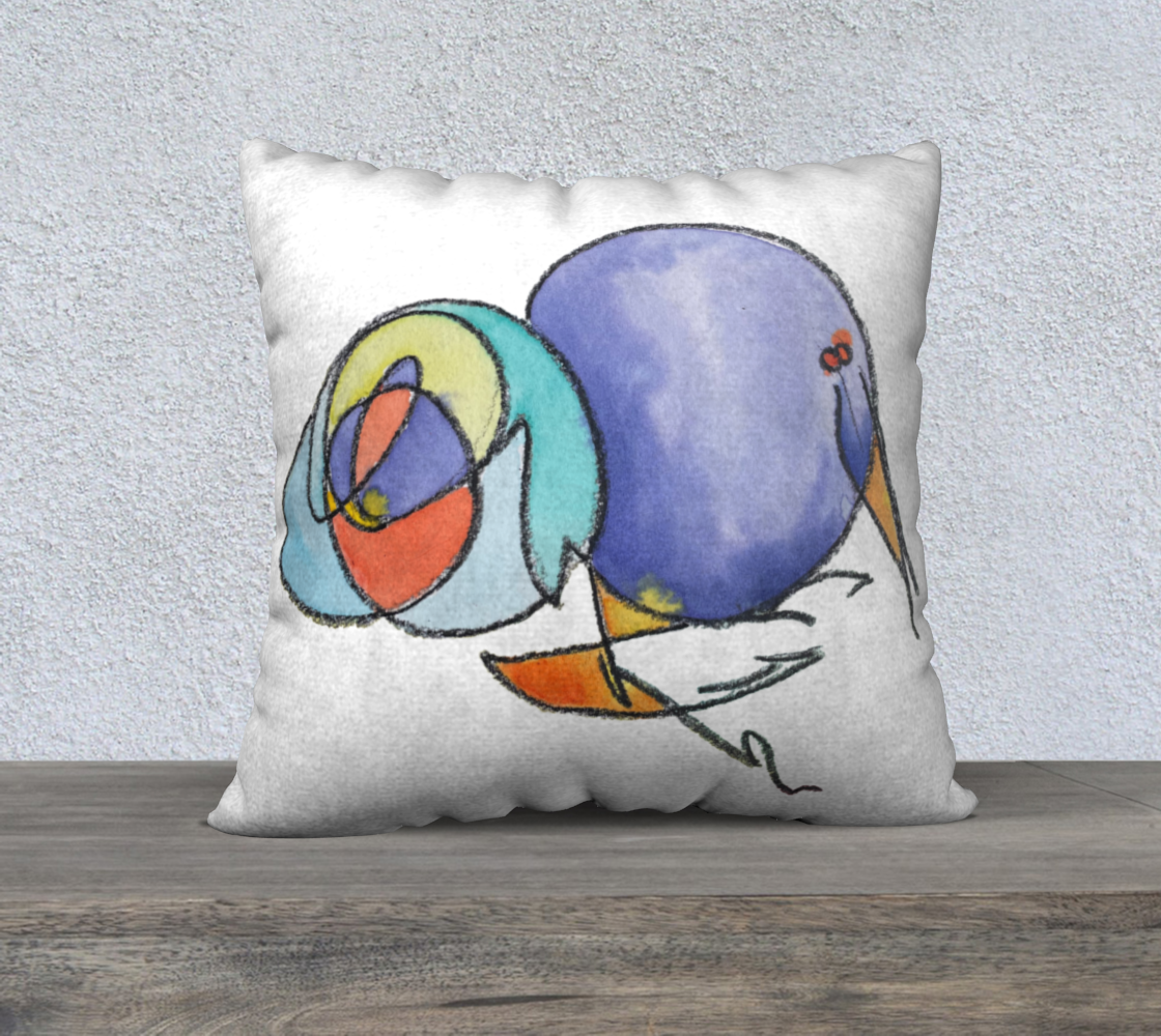 Purple Birb Throw Pillow