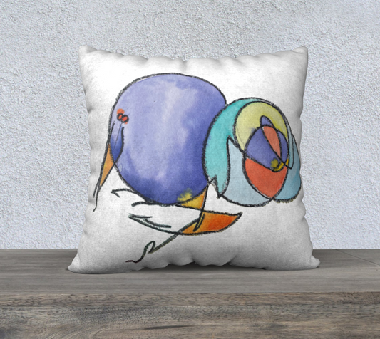 Purple Birb Throw Pillow